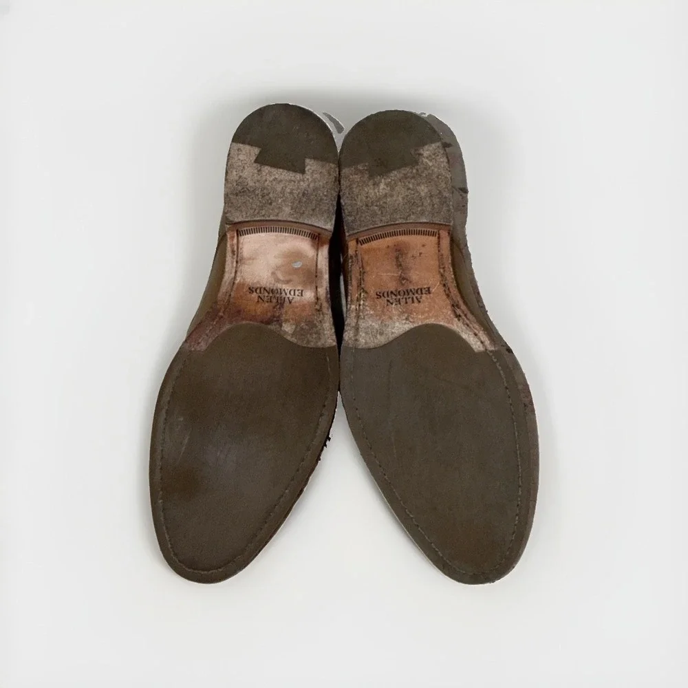 Allen Edmonds Lucca Walnut Leather Brogue Slip On Loafers Mens 11.5 D Italy